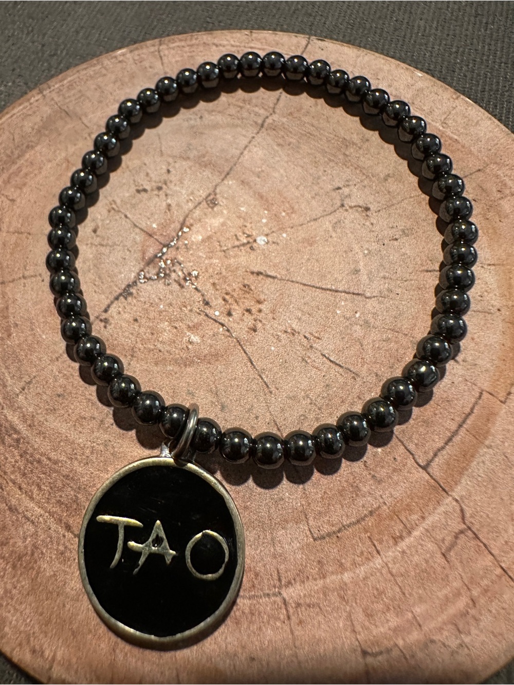 Beaded Bracelet Trio with Yin Yang Charm - Black & Neutral - Picture 5 of 7